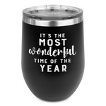 Christmas Quotes and Sayings Stemless Stainless Steel Wine Tumbler - Black - Double Sided