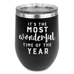 Christmas Quotes and Sayings Stemless Stainless Steel Wine Tumbler - Black - Single Sided