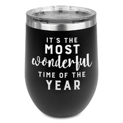 Christmas Quotes and Sayings Stemless Stainless Steel Wine Tumbler - Black - Single Sided