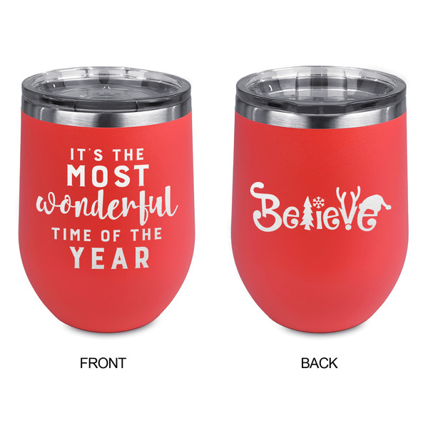Christmas Quotes and Sayings Stainless Wine Tumblers - Coral - Double Sided - Approval