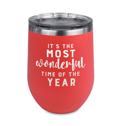 Christmas Quotes and Sayings Stemless Stainless Steel Wine Tumbler - Coral - Double Sided