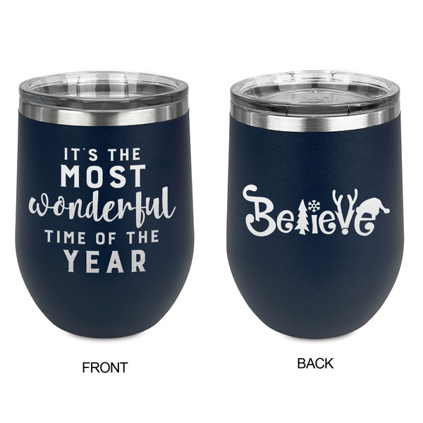 Christmas Quotes and Sayings Stainless Wine Tumblers - Navy - Double Sided - Approval