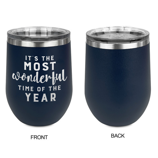 Christmas Quotes and Sayings Stainless Wine Tumblers - Navy - Single Sided - Approval