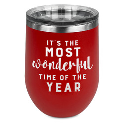 Christmas Quotes and Sayings Stemless Stainless Steel Wine Tumbler - Red - Double Sided