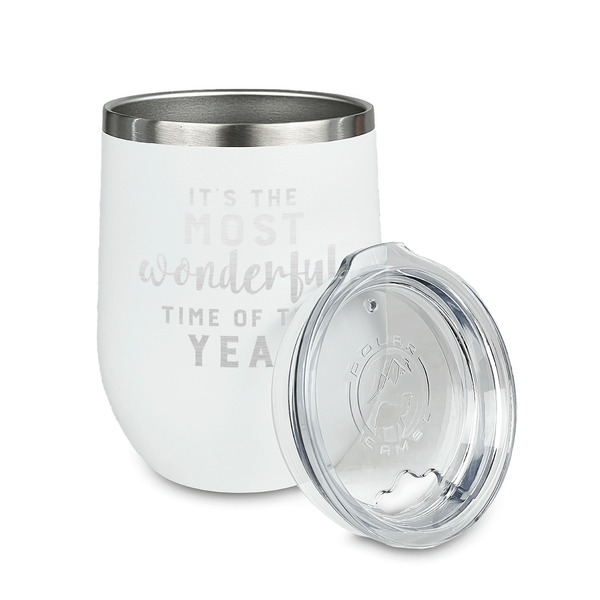 Christmas Quotes and Sayings Stainless Wine Tumblers - White - Single Sided - Alt View