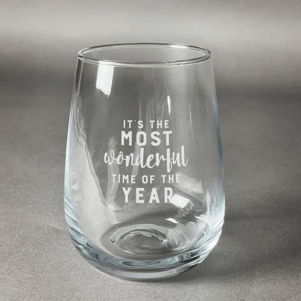 Custom Christmas Quotes and Sayings Stemless Wine Glass (Single)