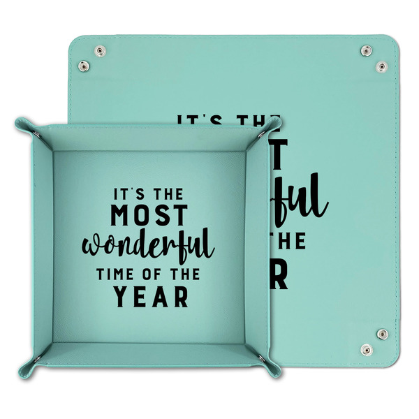 Christmas Quotes and Sayings Teal Faux Leather Valet Trays - PARENT MAIN