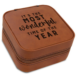Christmas Quotes and Sayings Travel Jewelry Box - Leather