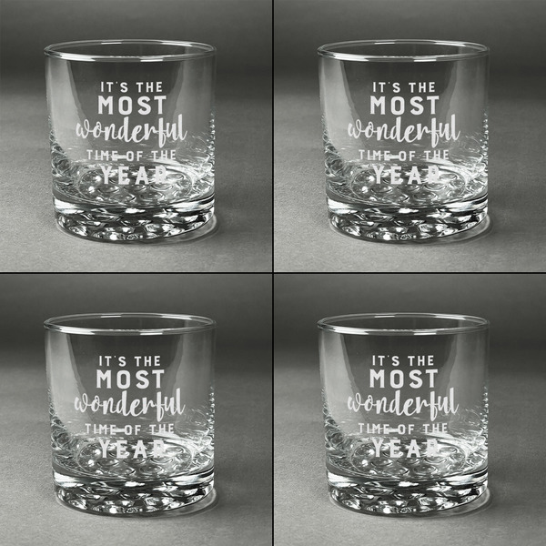 Christmas Quotes and Sayings Whiskey Glasses - Set of 4 all Engraved