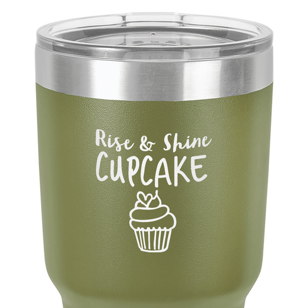 Cute Quotes and Sayings 30 oz Stainless Steel Ringneck Tumbler - Olive - Close Up