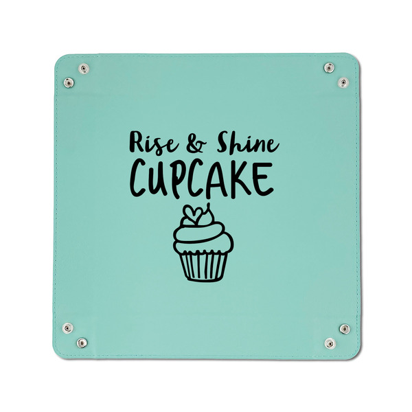 Cute Quotes and Sayings 6" x 6" Teal Leatherette Snap Up Tray - APPROVAL