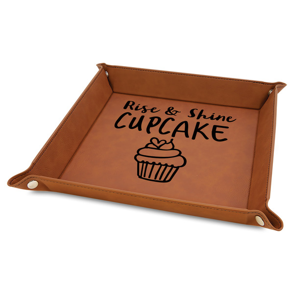 Custom Cute Quotes and Sayings 9" x 9" Leather Valet Tray