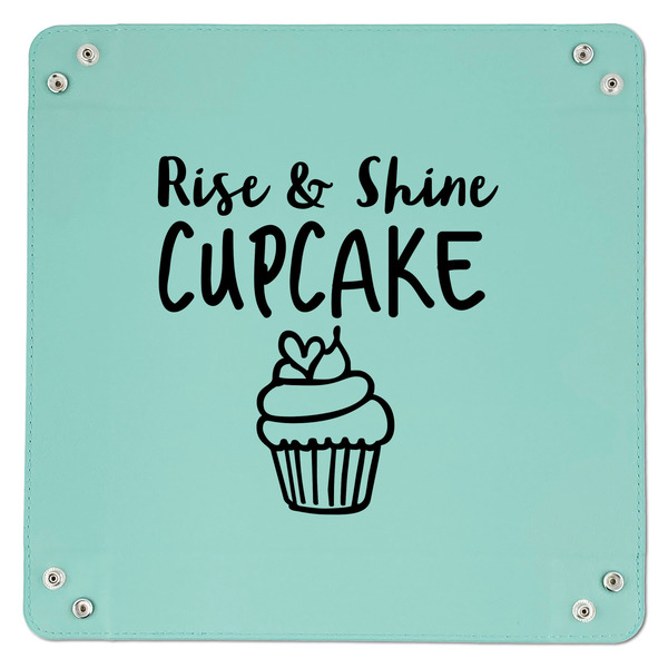 Cute Quotes and Sayings 9" x 9" Teal Leatherette Snap Up Tray - APPROVAL