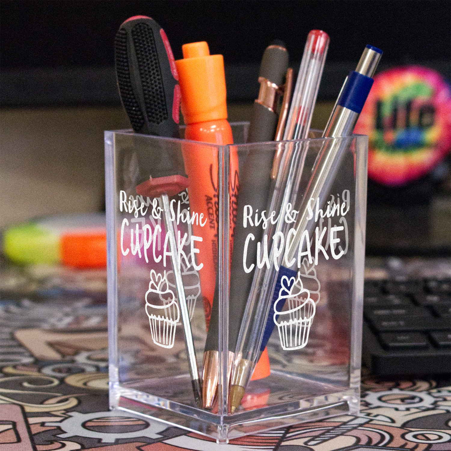 Custom Cute Quotes and Sayings Acrylic Pen Holder