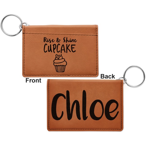 Cute Quotes and Sayings Cognac Leatherette Keychain ID Holders - Front and Back Apvl