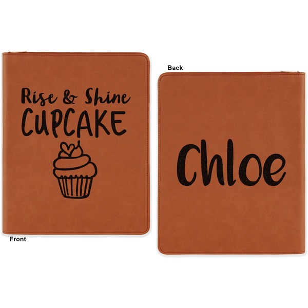 Cute Quotes and Sayings Cognac Leatherette Zipper Portfolios with Notepad - Double Sided - Apvl