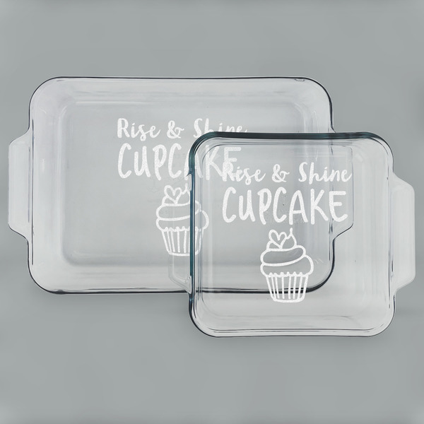 Custom Cute Quotes and Sayings Set of Glass Baking & Cake Dish - 13in x 9in & 8in x 8in