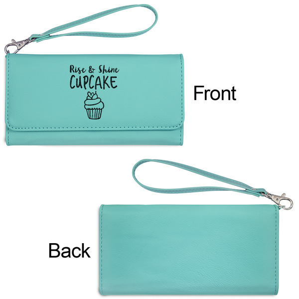 Cute Quotes and Sayings Ladies Wallets - Faux Leather - Teal - Front & Back View