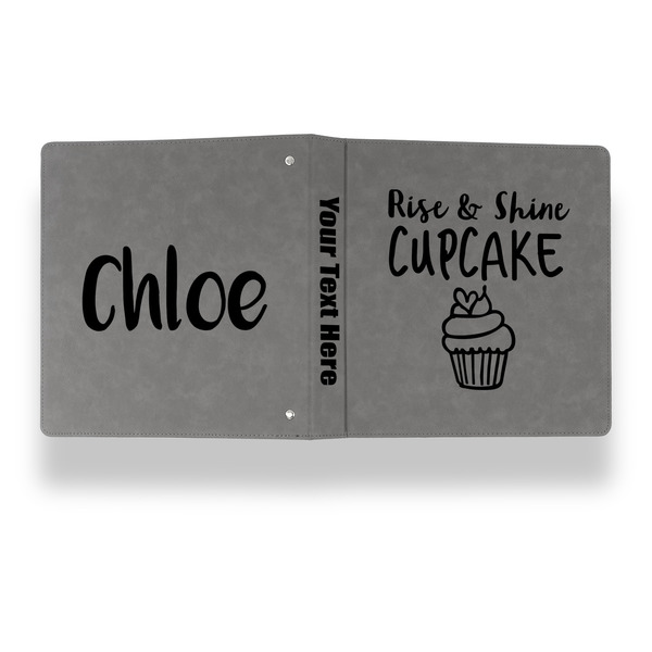 Cute Quotes and Sayings Leather Binder - 1" - Grey - Back Spine Front View