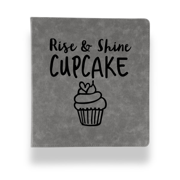 Cute Quotes and Sayings Leather Binder - 1" - Grey - Front View