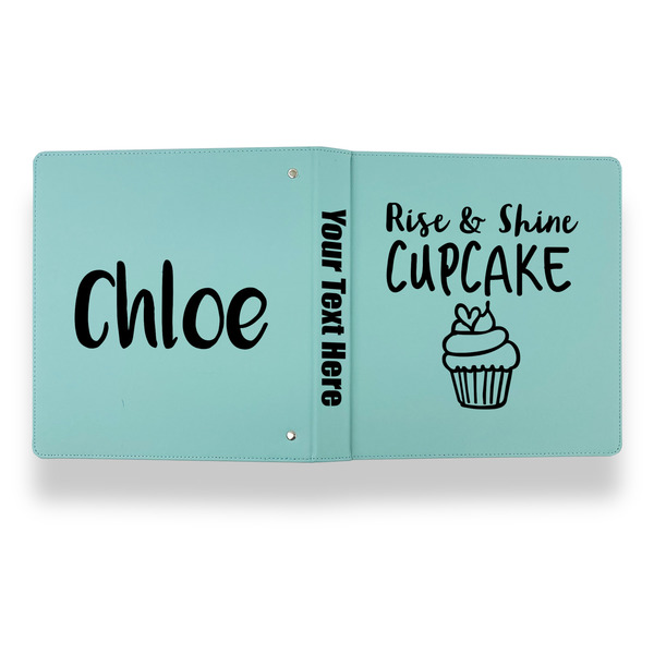Cute Quotes and Sayings Leather Binder - 1" - Teal - Back Spine Front View