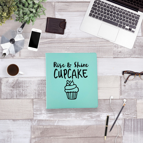 Cute Quotes and Sayings Leather Binder - 1" - Teal - Lifestyle View