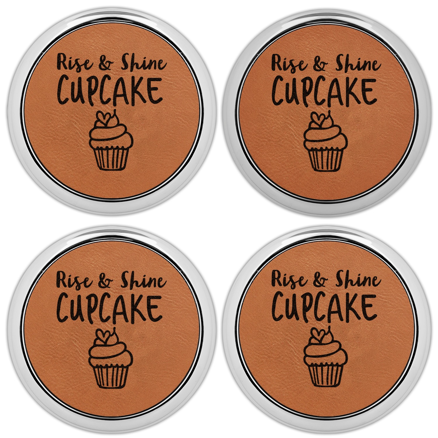 Cute Quotes and Sayings Leatherette Round Coaster w/ Silver Edge
