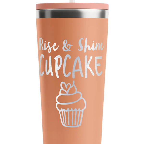 Cute Quotes and Sayings Peach RTIC Everyday Tumbler - 28 oz. - Close Up