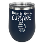 Cute Quotes and Sayings Stemless Stainless Steel Wine Tumbler - Navy - Double Sided