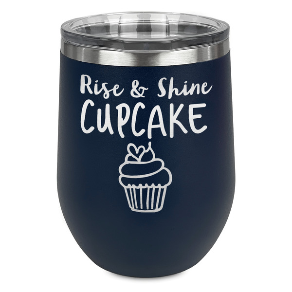 Custom Cute Quotes and Sayings Stemless Stainless Steel Wine Tumbler - Navy - Double Sided