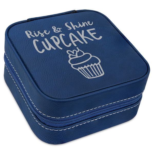 Custom Cute Quotes and Sayings Travel Jewelry Box - Navy Blue Leather
