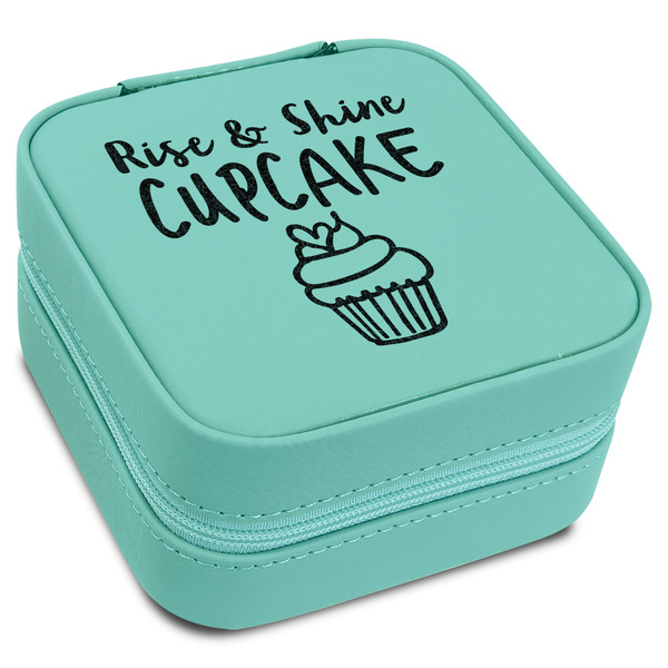 Custom Cute Quotes and Sayings Travel Jewelry Box - Teal Leather