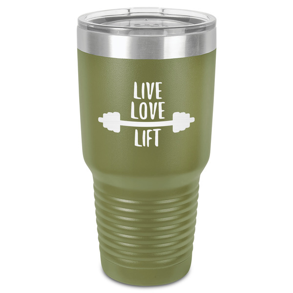 Custom Exercise Quotes and Sayings 30 oz Stainless Steel Tumbler - Olive - Single-Sided