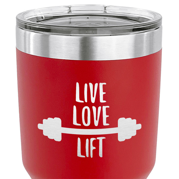 Exercise Quotes and Sayings 30 oz Stainless Steel Ringneck Tumbler - Red - CLOSE UP