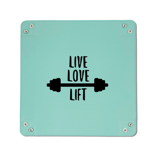 Exercise Quotes and Sayings 6" x 6" Teal Leatherette Snap Up Tray - APPROVAL