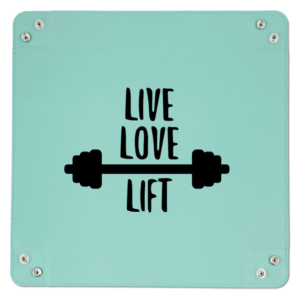 Exercise Quotes and Sayings 9" x 9" Teal Leatherette Snap Up Tray - APPROVAL