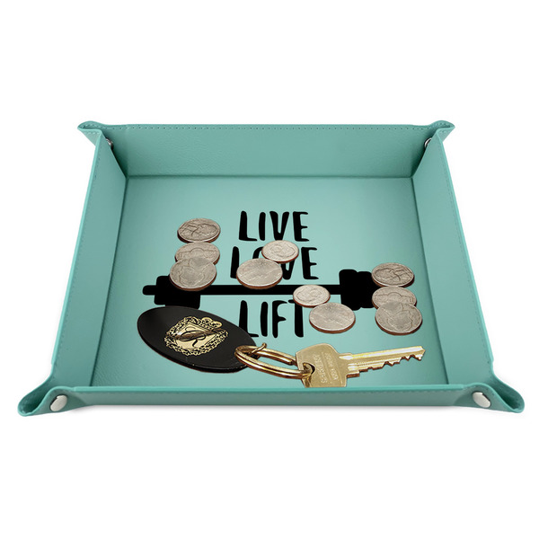 Exercise Quotes and Sayings 9" x 9" Teal Leatherette Snap Up Tray - STYLED