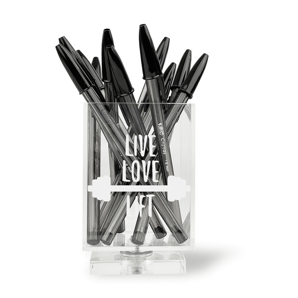 Exercise Quotes and Sayings Acrylic Pencil Holder - FRONT