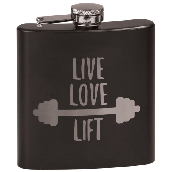 Custom Exercise Quotes and Sayings Black Flask Set