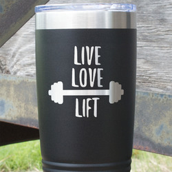 Exercise Quotes and Sayings 20 oz Stainless Steel Tumbler - Black - Single Sided