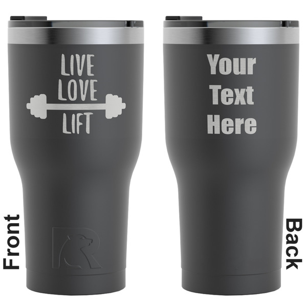 Custom Exercise Quotes and Sayings RTIC Tumbler - Black - Engraved Front & Back (Personalized)