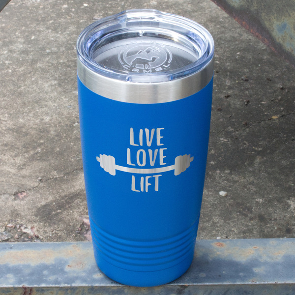 Exercise Quotes and Sayings Blue Polar Camel Tumbler - 20oz - Angled
