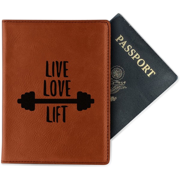Custom Exercise Quotes and Sayings Passport Holder - Faux Leather - Single Sided