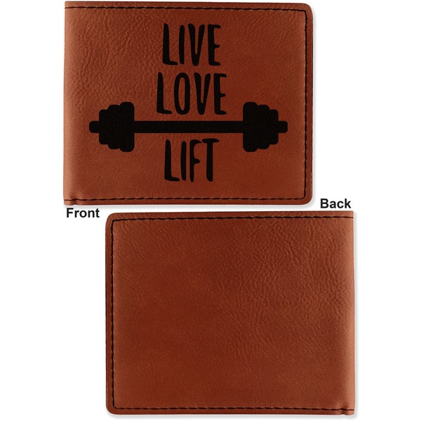 Exercise Quotes and Sayings Cognac Leatherette Bifold Wallets - Front and Back Single Sided - Apvl
