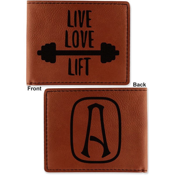 Exercise Quotes and Sayings Cognac Leatherette Bifold Wallets - Front and Back