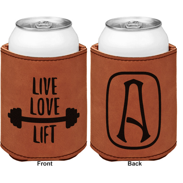 Exercise Quotes and Sayings Cognac Leatherette Can Sleeve - Double Sided Front and Back