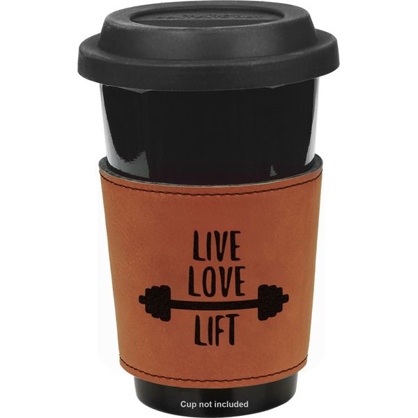 Exercise Quotes and Sayings Cognac Leatherette Mug Sleeve - Front