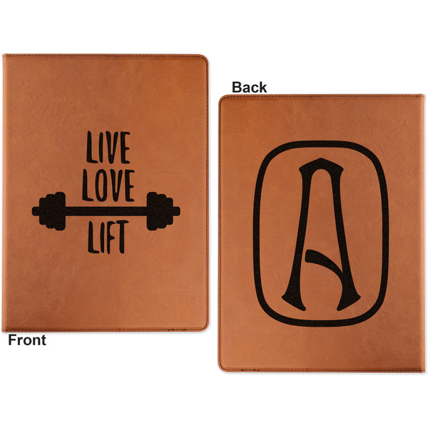 Exercise Quotes and Sayings Cognac Leatherette Portfolios with Notepad - Large - Double Sided - Apvl