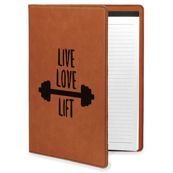 Custom Exercise Quotes and Sayings Leatherette Portfolio with Notepad - Large - Single Sided