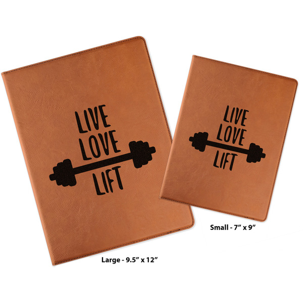 Exercise Quotes and Sayings Cognac Leatherette Portfolios with Notepads - Compare Sizes